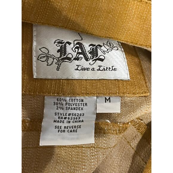 Live a Little Mustard Yellow Denim Blazer Jacket Size Medium dopamine dressing - Picture 8 of 9